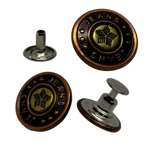 [JeansButtonsx1] Jeans Button, No Sew Jeans Button for Jackets & Denims, Pack of 10 Pc (Bronze)